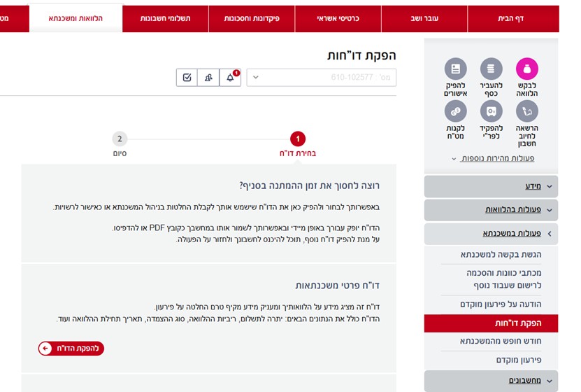 צילום מסך של התהליך בהפועלים